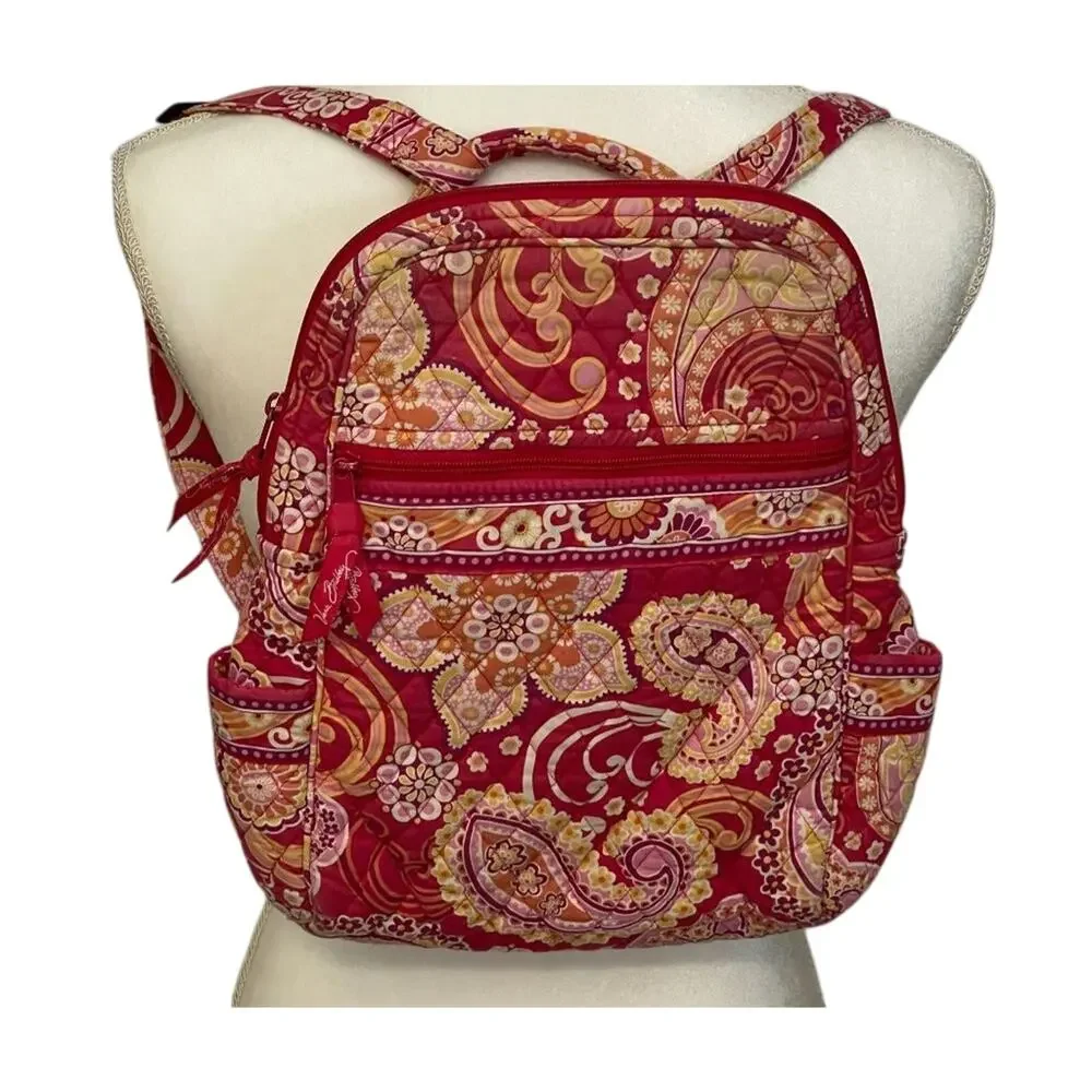 Vera Bradley Pink Paisley Backpack Quilted Tote Bag